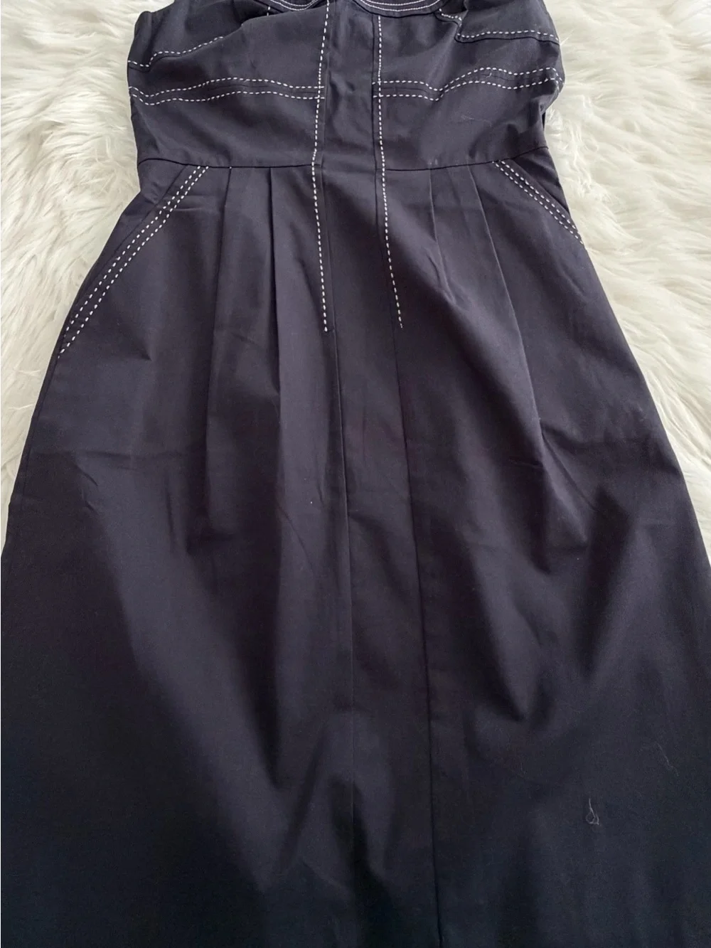 Tory Burch Black Scoop-Neck Mini Dress with Contrast Stitching
